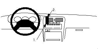 Bild av bilinteriör med instrumentpanel och ratt. Assistanssystem markerat.