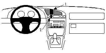 Bilden visar en illustration av instrumentpanelen i Ford Fiesta/Courier/Puma 96-02.