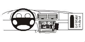 Bilden visar en skiss av insidan av en Volkswagen Passat 97-05 med instrumentpanel.