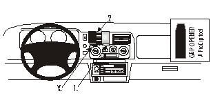 Instrumentpanel med ratt, kontroller och radioudrustning för Mitsubishi Pajero Sport 99-06.