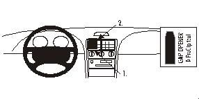 Schema över Ford Mustang 95-04's instrumentpanel och kontroller.