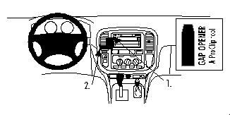 Bild av instrumentpanelen med stereoinstallation för Toyota LandCruiser 98-01.