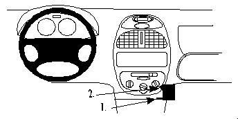 Illustration av Peugeot 206:s instrumentbräda och kontroller.