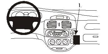 Bild av instrumentpanel i Renault Mégane 99-02 med kontroller och knappar.