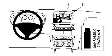 En schematisk bild av bilens interiör med funktioner markerade.