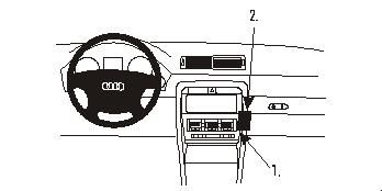 En illustration av dashbord och ratt i Audi A4 01-07.