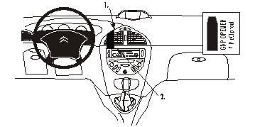 Översikt av interiören i en Citroen C5 från 2001-2005 med centrala kontroller.
