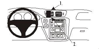Instrumentbräda med ratt, luftventiler och kontroller för ljudsystem.