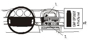 Installationsdiagram för ProClip Monteringsbygel i BMW E65.