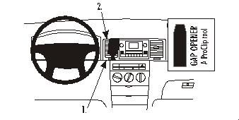 Illustration av Toyota Corolla 02-07:s instrumentpanel och kontroller.