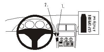 Illustration av BMW Z3-interiör med instrumentpanel och verktyg.