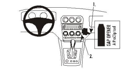 En illustration av instrumentpanel och en gapöppnare för Alfa Romeo 156 02-06.