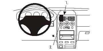 Bild av instrumentbräda med ratt och kontroller för Daihatsu Sirion 02-06.