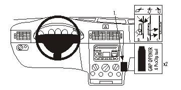 Instrumentbräda med kontroller och utrustning för Ford Transit Connect/Tourneo Connect.