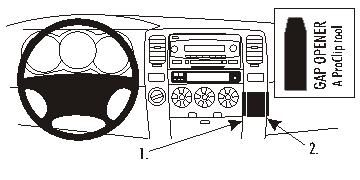 Illustration av dashboard och verktyg för att öppna panelen i Toyota 4-Runner 03-09.