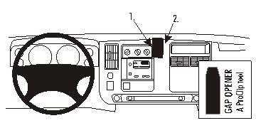 Instrumentbräda med vägledning för installation av tillbehör.