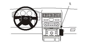 Illustration av bilens inredning med ratten och mittkonsolen.