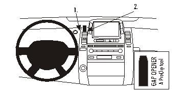 Centrerad instrumentpanel för Toyota Prius 04-09 med navigationssystem.