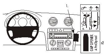 Diagram som visar monteringsanvisningar för ProClip i Audi A3 03-06.