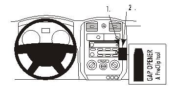 En illustration av instrumentpanelen för Chevrolet Colorado 04-14 med monteringsanvisningar.