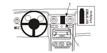 Diagram av bilinteriör med radio och kontroller för Ford Mustang 05-09.