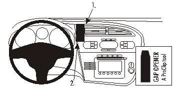 Montering av ProClip för Seat Leon, illustration av instrumentpanel.
