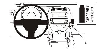 En illustration av instrumentbrädan i Citroen C1 med fokus på gap opener.