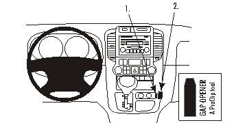Illustration av Kia Carnival 06-11s instrumentpanel med funktioner markerade.