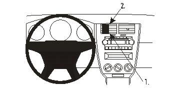 Illustration av instrumentbräda och kontroller i Dodge Caliber 07-09.