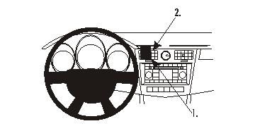 Diagram av instrumentbräda med monteringsbygel för Chrysler Sebring 07-10.