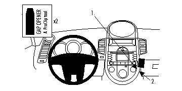 Illustration av instrumentpanel och ratt i Kia Soul 09-13.