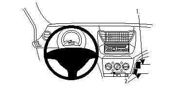 Illustration av instrumentbrädan i Nissan Pixo 09-15.