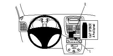 Instrumentbräda med rattelement och radio.