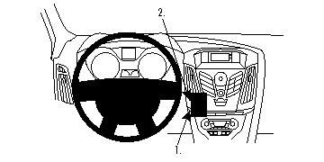 En illustration av Ford Focus 11-15 instrumentbräda och ratt.