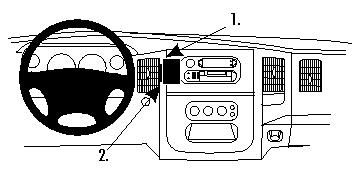 En diagramillustration av instrumentbrädan i en Dodge Ram Pick Up.