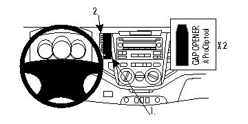 Illustration av instrumentpanel och ratt för Toyota HiLux 12-15.
