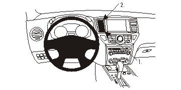 Bilden visar instrumentpanel och kontrollpanel i Nissan Pathfinder 13-15.
