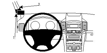 En schematisk bild av bilens interiör med monteringsanvisningar.