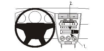 Illustration av instrumentbrädan i en Dodge Caliber 07-09.