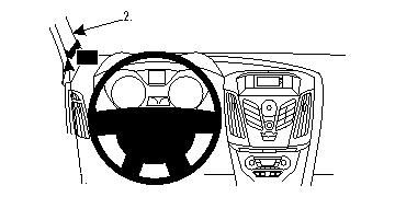 Ett diagram som visar monteringsanvisningar för ProClip i en Ford Focus.