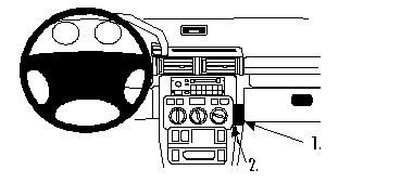 Illustration av instrumentbrädan i en Land Rover Freelander 98-06.