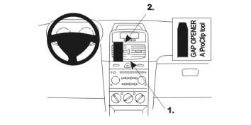 Diagram som visar installation av ProClip Monteringsbygel i Renault Clio.