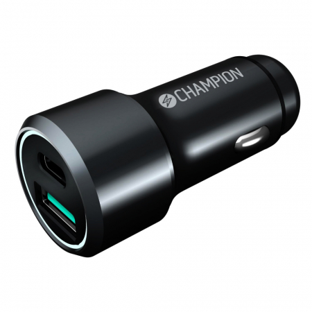 Champion FastCharge USB-B/C billaddare Duo, 43W i gruppen Billyd / Smartphone til bilen  / Tilbehør til mobilen hos BRL Electronics (31094845CH)