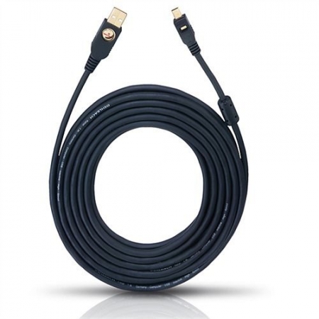 USB-kabel A till Mini, svart, lång kabel för anslutning av enheter.