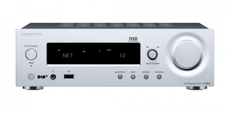 Onkyo R-N855 nätverksreceiver, silver i gruppen Hemmaljud / Förstärkare / Stereoförstärkare hos BRL Electronics (350RN855S)