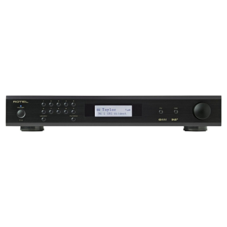 Rotel T11 DAB/FM-radio, svart DAB/FM-radio med svart design och digital display.