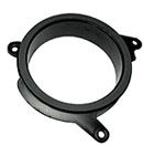 En rund svart högtalaradapter med fästhål.