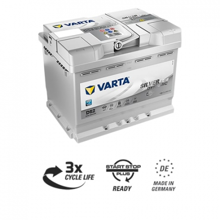 Varta Silver Dynamic AGM 680A 60Ah, startbatteri i gruppen Billjud / Tillbehör / Batterier hos BRL Electronics (418560901068V)