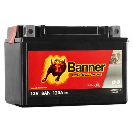 Banner Bike Bull AGM 508 12 / YTX9-BS 12V 8Ah i gruppen Nyheter hos BRL (420MCAGM12V8A)
