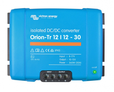 Victron Orion-Tr DC-DC-omvandlare, 12V in 12V ut, isolerad 30A returexemplar i gruppen Billjud / Tillbehör / Batteriladdare hos BRL (421VOTR121230IOB1)
